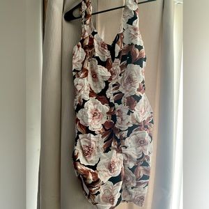Express floral ruched dress